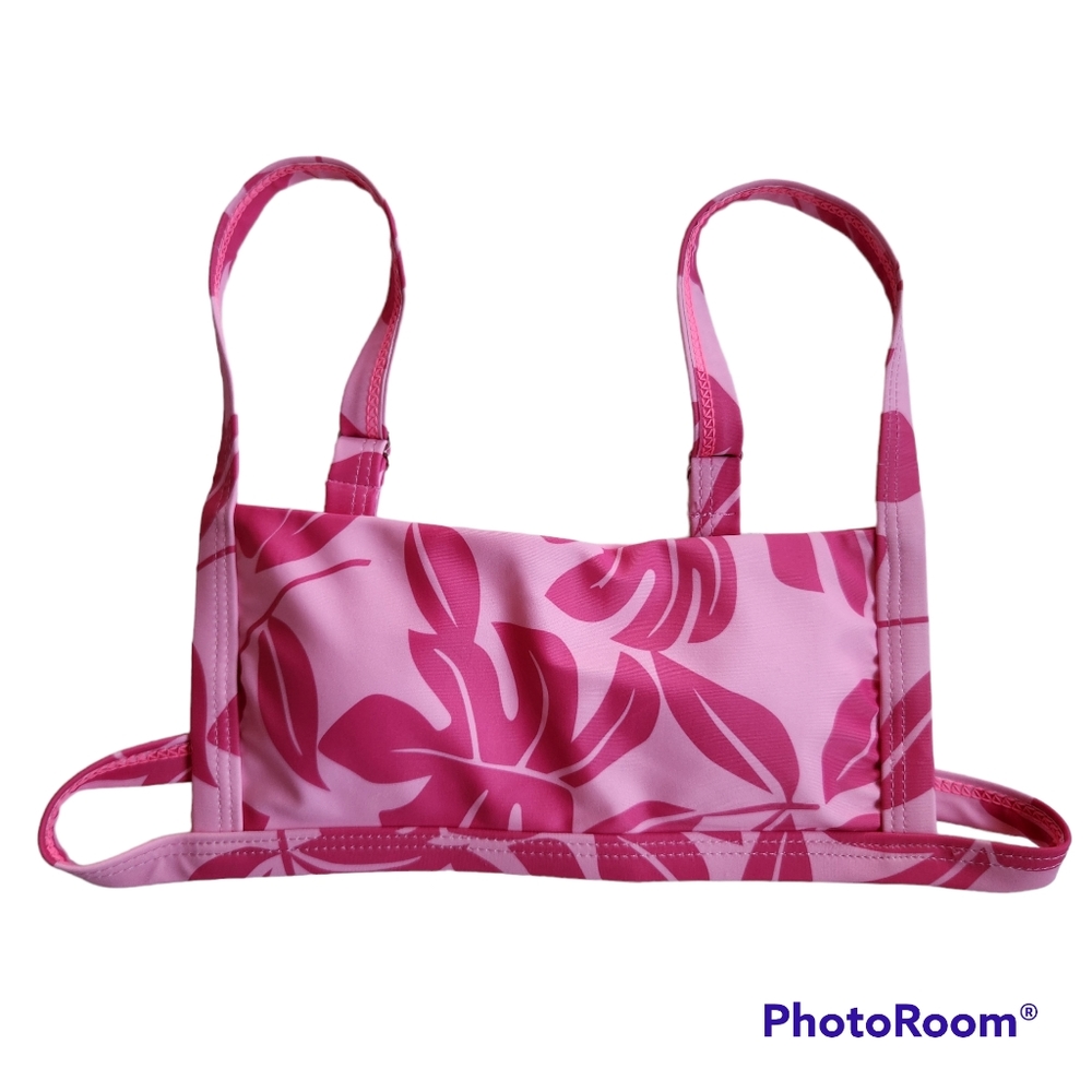 ROMWE ​Women's Pink Padded Bralette with Metal Clasp Adjustable Straps XS